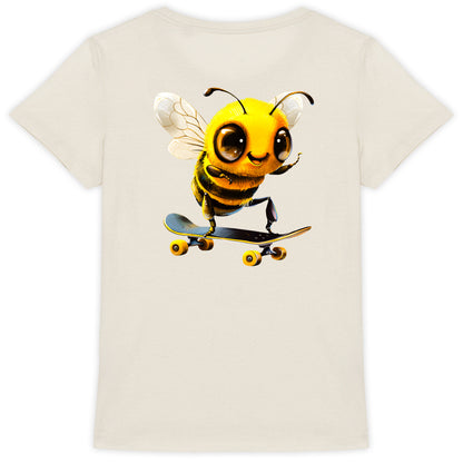 Skateboarding Bee Back T-shirt Femme à Col Rond