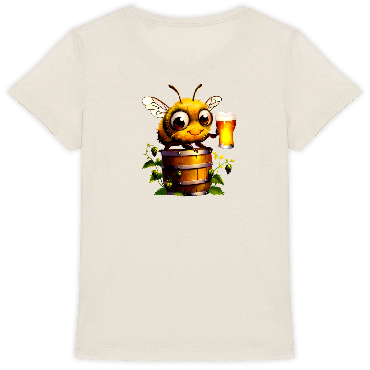 Bee Drinking Beer 2 Back T-shirt Femme à Col Rond