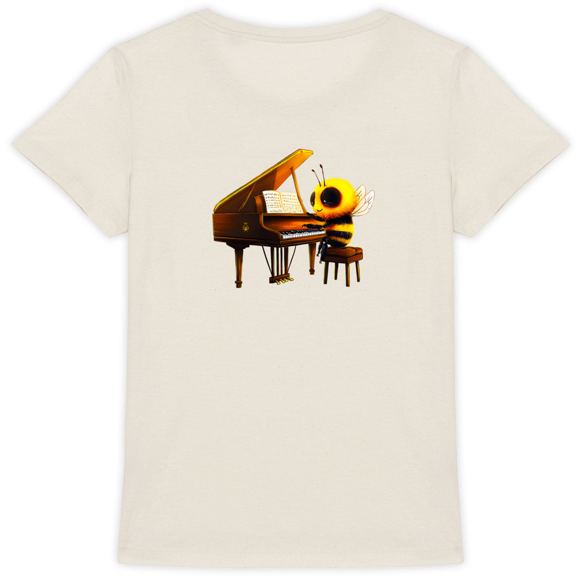 Piano Bee 1 Back T-shirt Femme à Col Rond