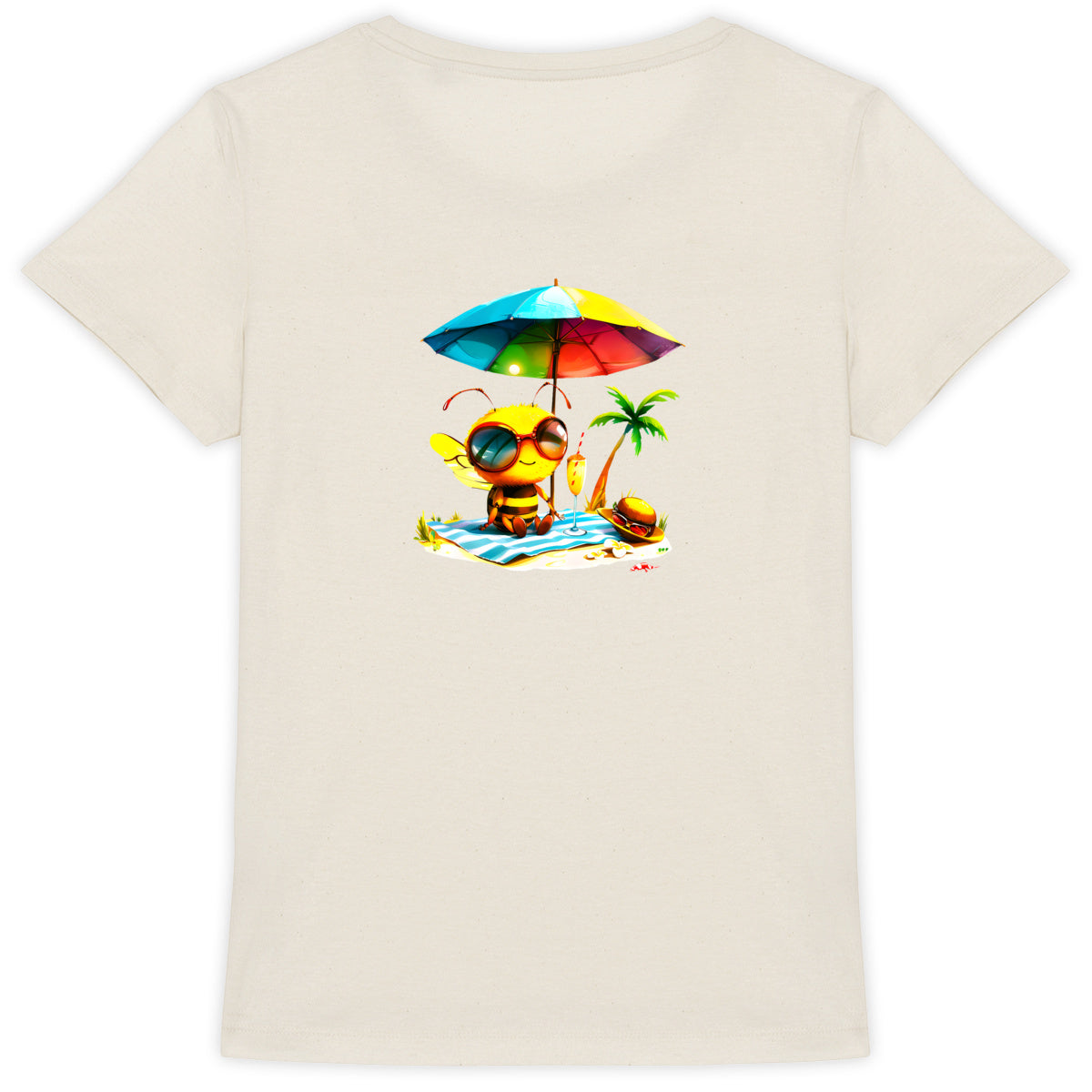 Chilling Bee at the Beach Back T-shirt Femme à Col Rond