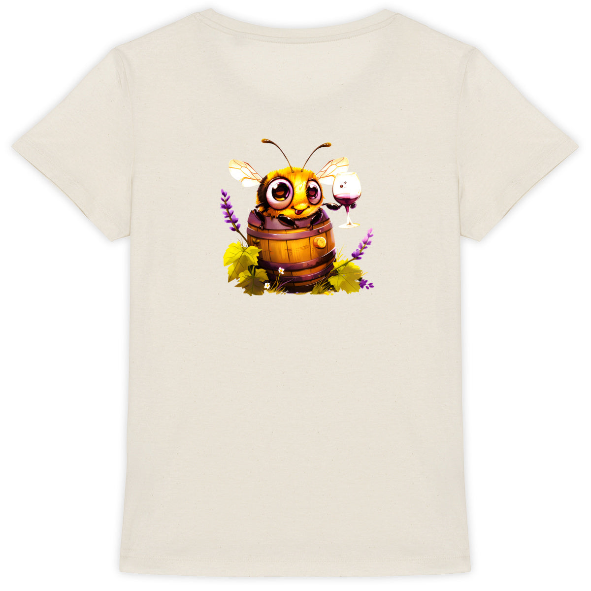 Bee Drinking Wine Back T-shirt Femme à Col Rond