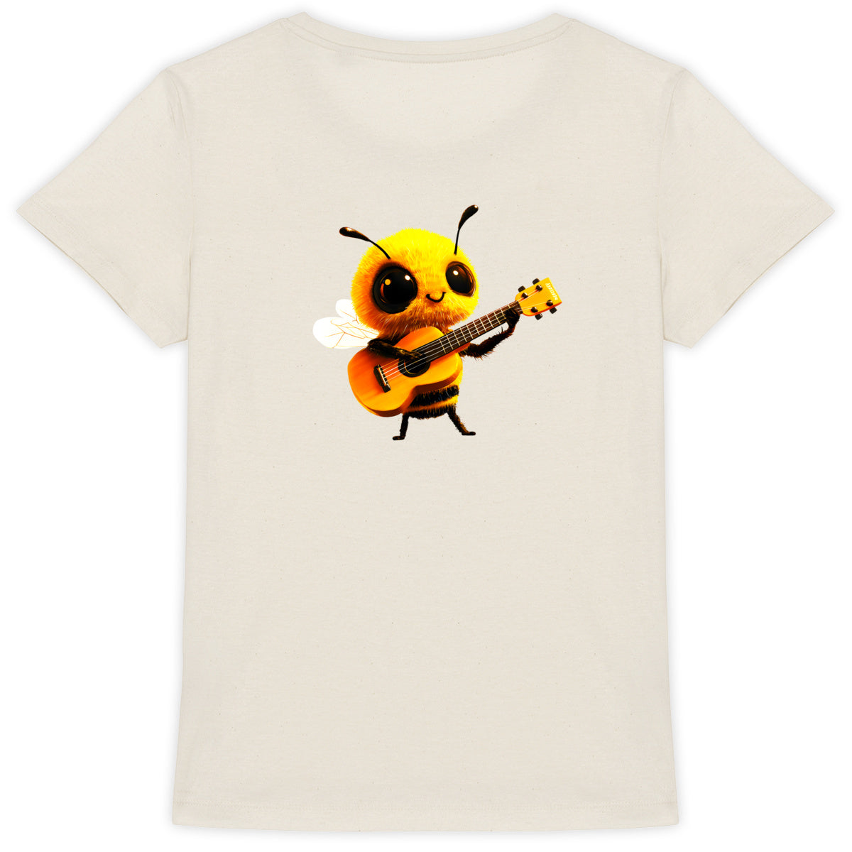 Guitar Bee 1 Back T-shirt Femme à Col Rond