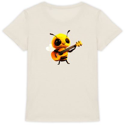 Guitar Bee 1 Back T-shirt Femme à Col Rond