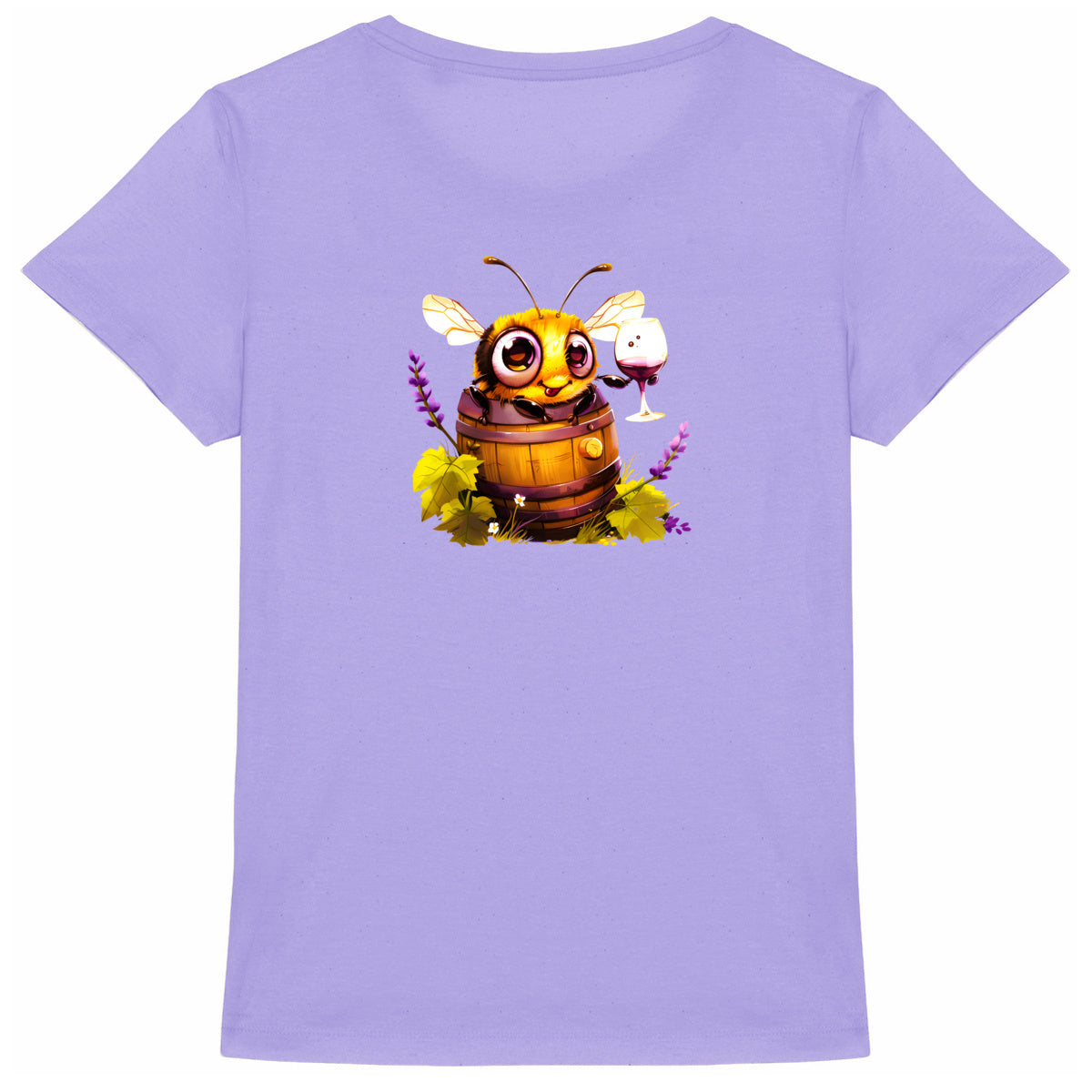 Bee Drinking Wine Back T-shirt Femme à Col Rond