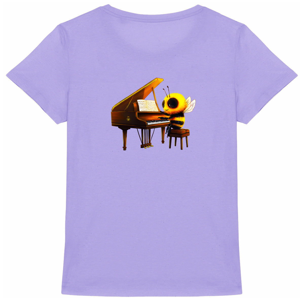 Piano Bee 1 Back T-shirt Femme à Col Rond