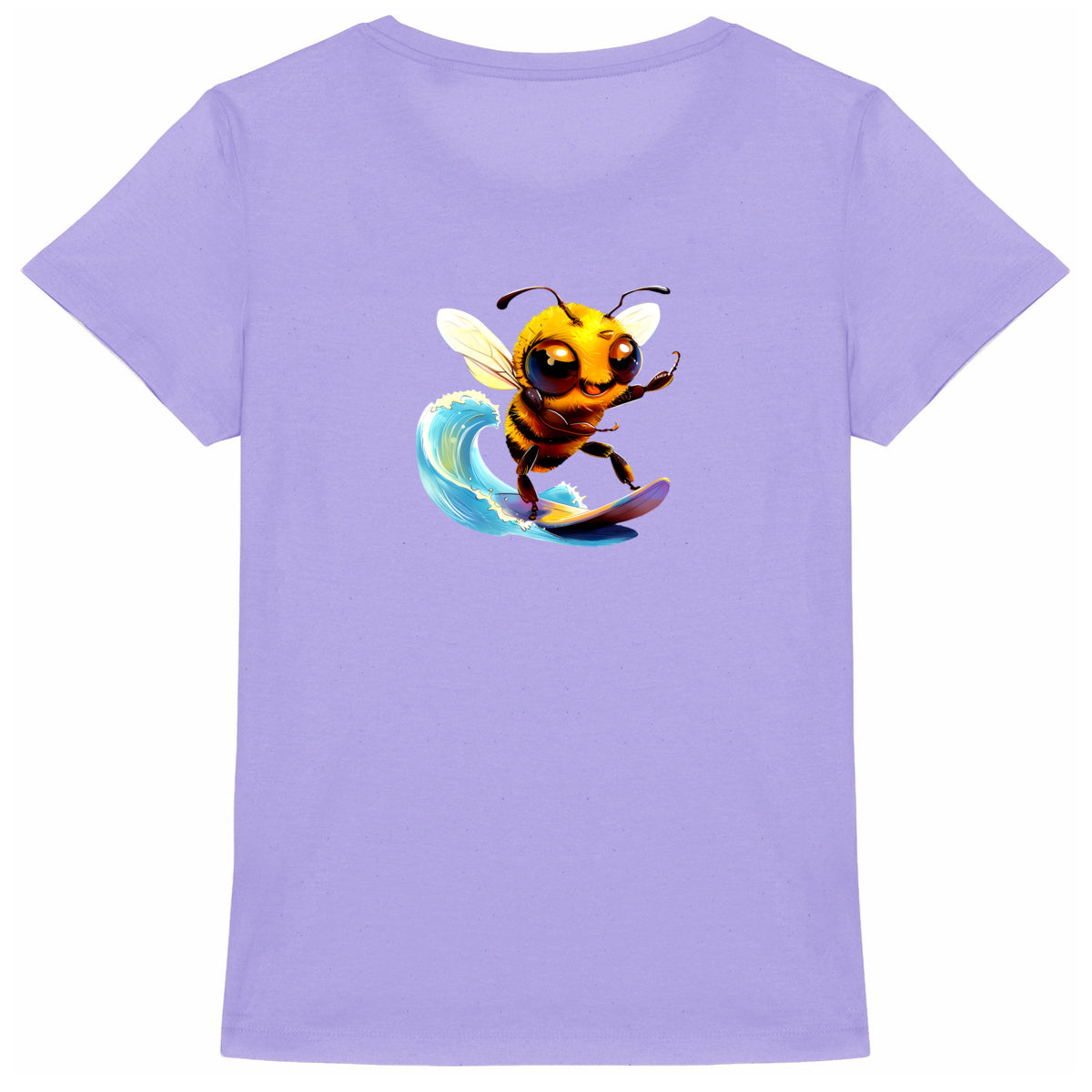 Surfing Bee Back T-shirt Femme à Col Rond