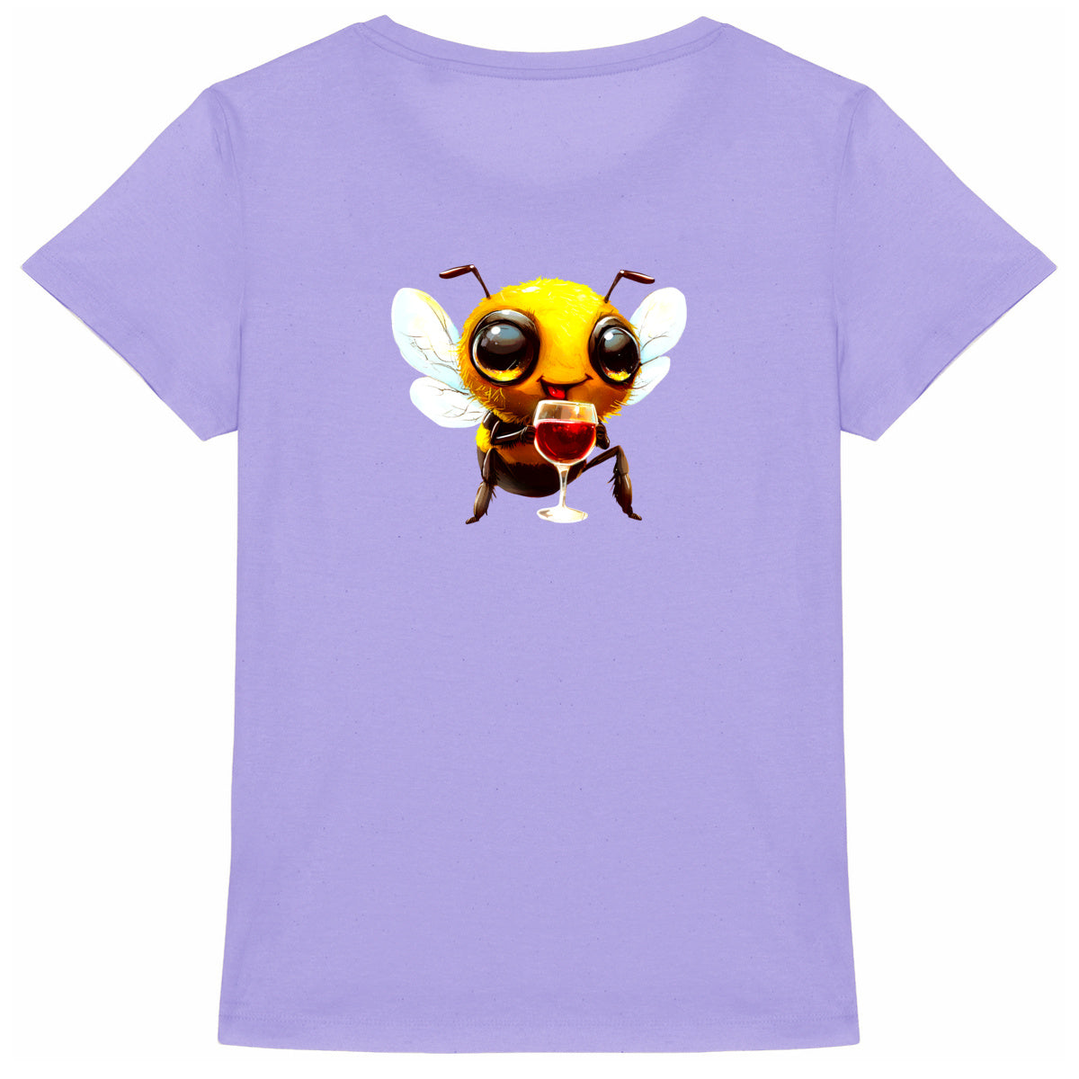 Bee Drinking Wine 1 Back T-shirt Femme à Col Rond