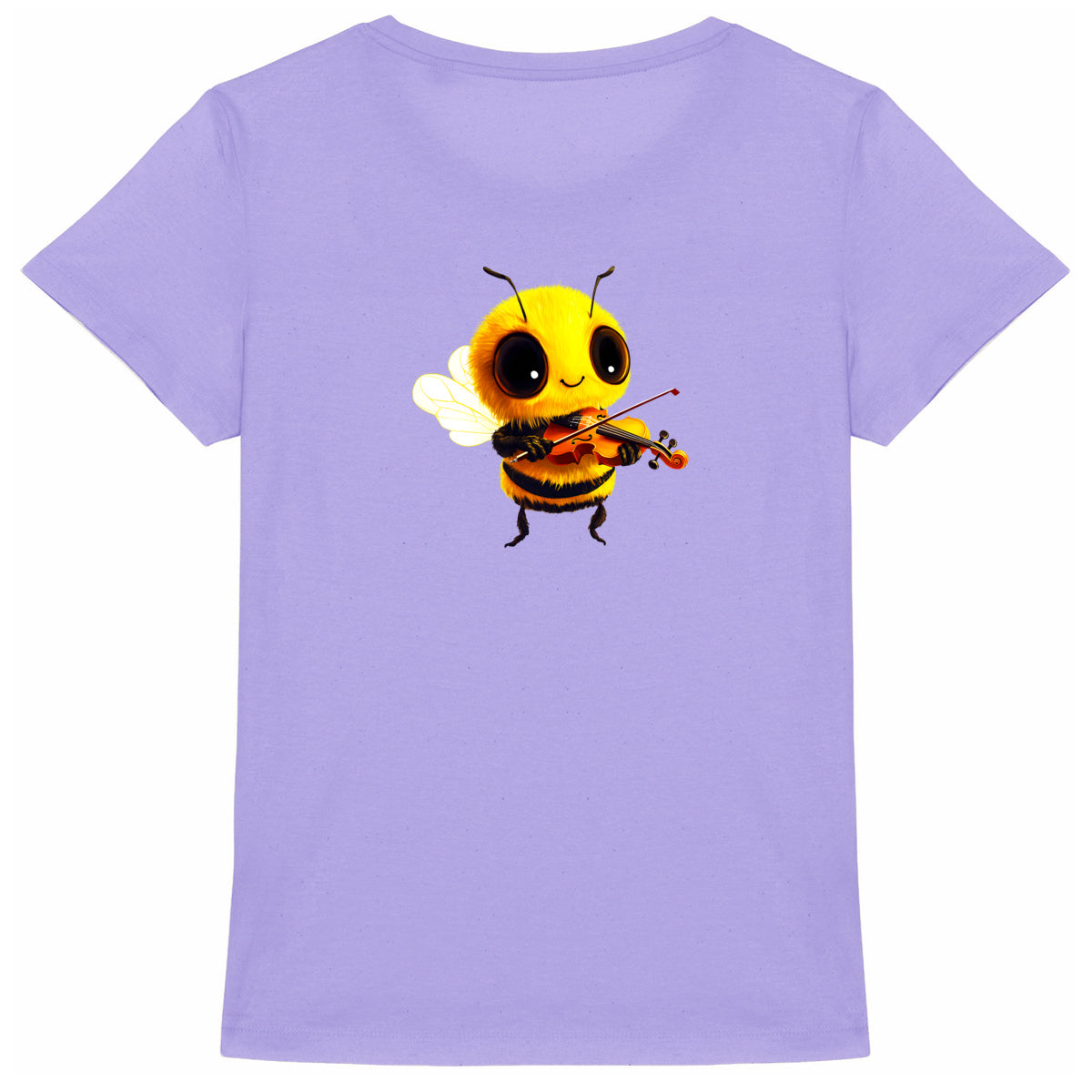 Violin Bee 1 Back T-shirt Femme à Col Rond