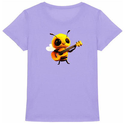 Guitar Bee 1 Back T-shirt Femme à Col Rond