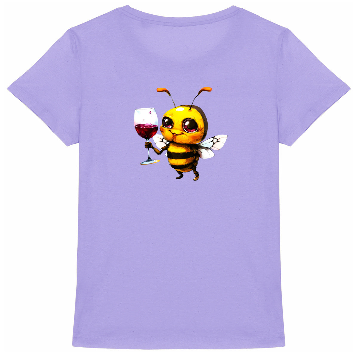 Bee Drinking Wine 2 Back T-shirt Femme à Col Rond