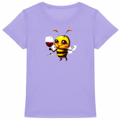 Bee Drinking Wine 2 Back T-shirt Femme à Col Rond