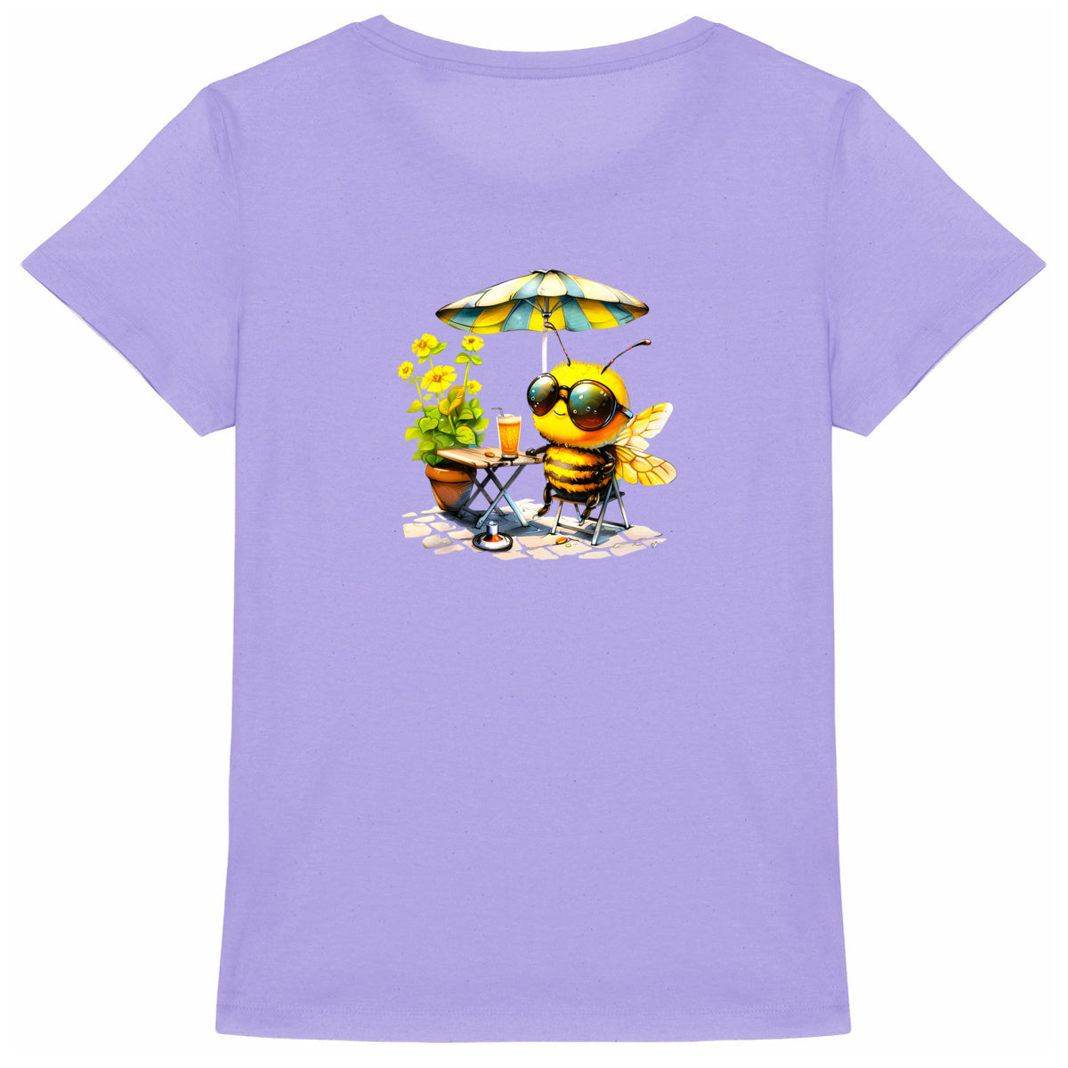 Chilling Bee at the Terrace Back T-shirt Femme à Col Rond