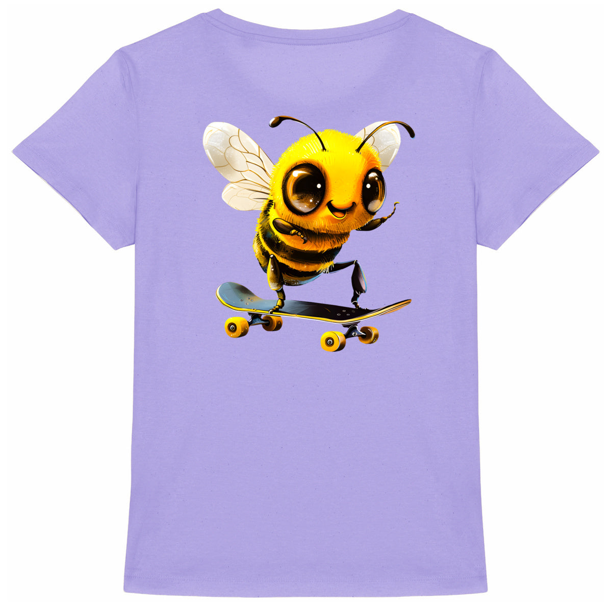 Skateboarding Bee Back T-shirt Femme à Col Rond