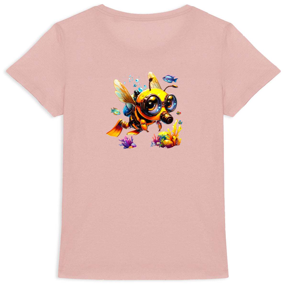 Diving Bee Back T-shirt Femme à Col Rond