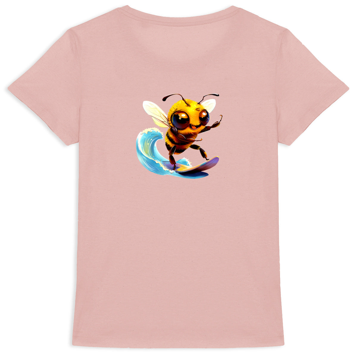 Surfing Bee Back T-shirt Femme à Col Rond