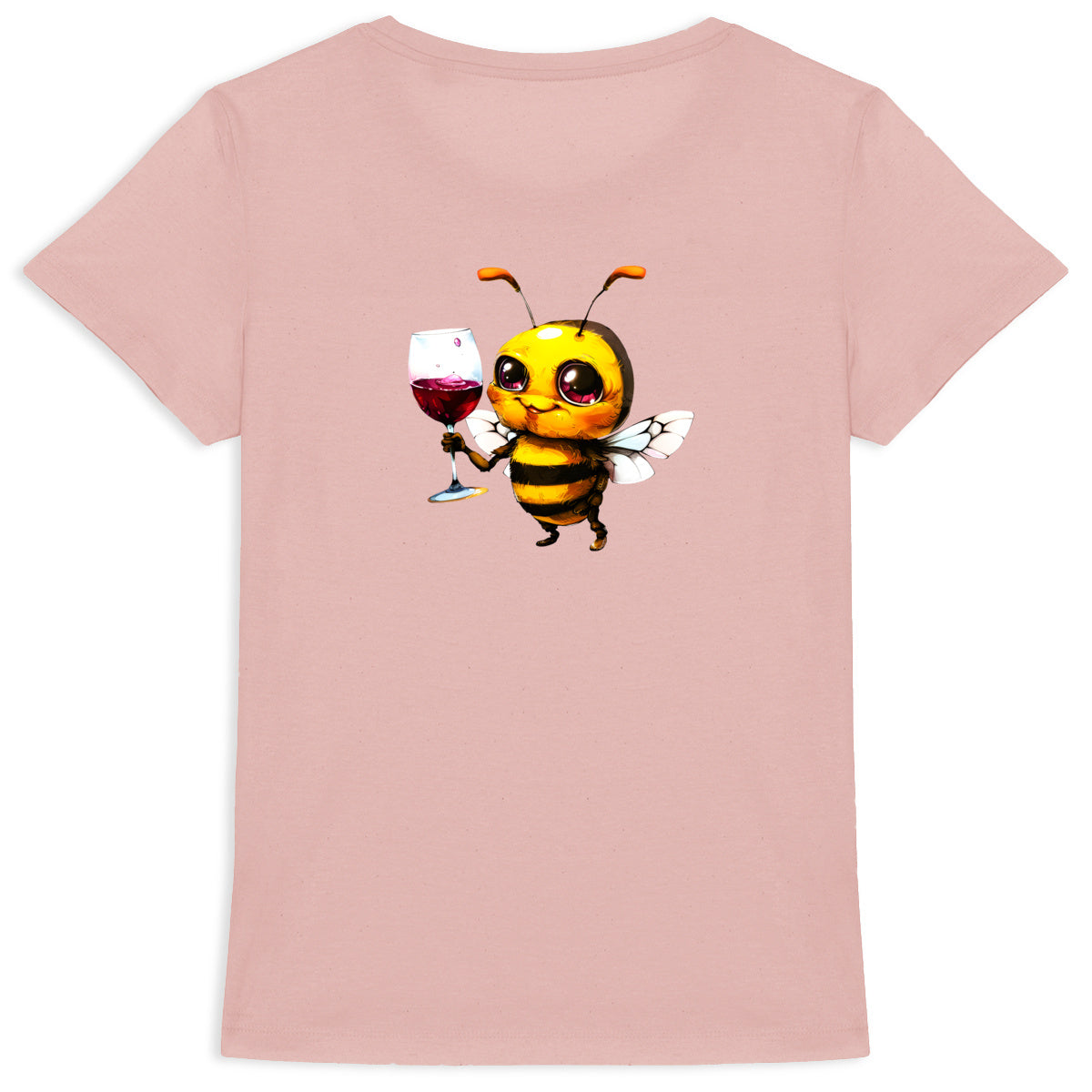 Bee Drinking Wine 2 Back T-shirt Femme à Col Rond