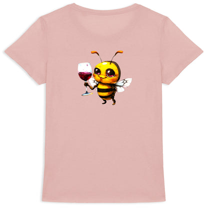 Bee Drinking Wine 2 Back T-shirt Femme à Col Rond