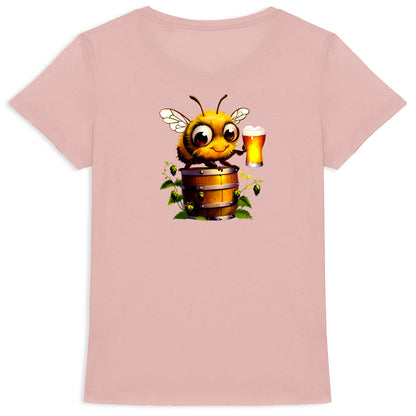 Bee Drinking Beer 2 Back T-shirt Femme à Col Rond