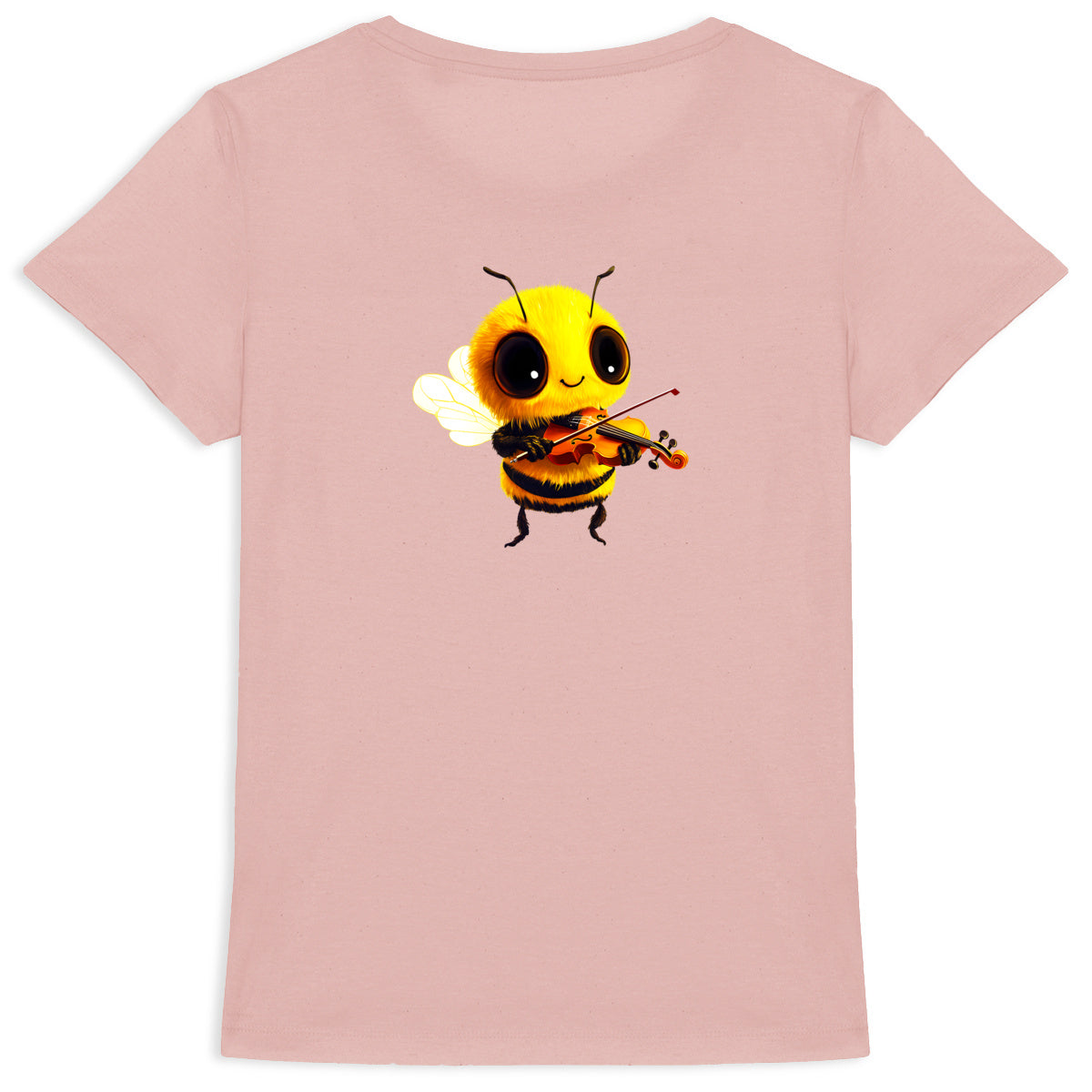 Violin Bee 1 Back T-shirt Femme à Col Rond