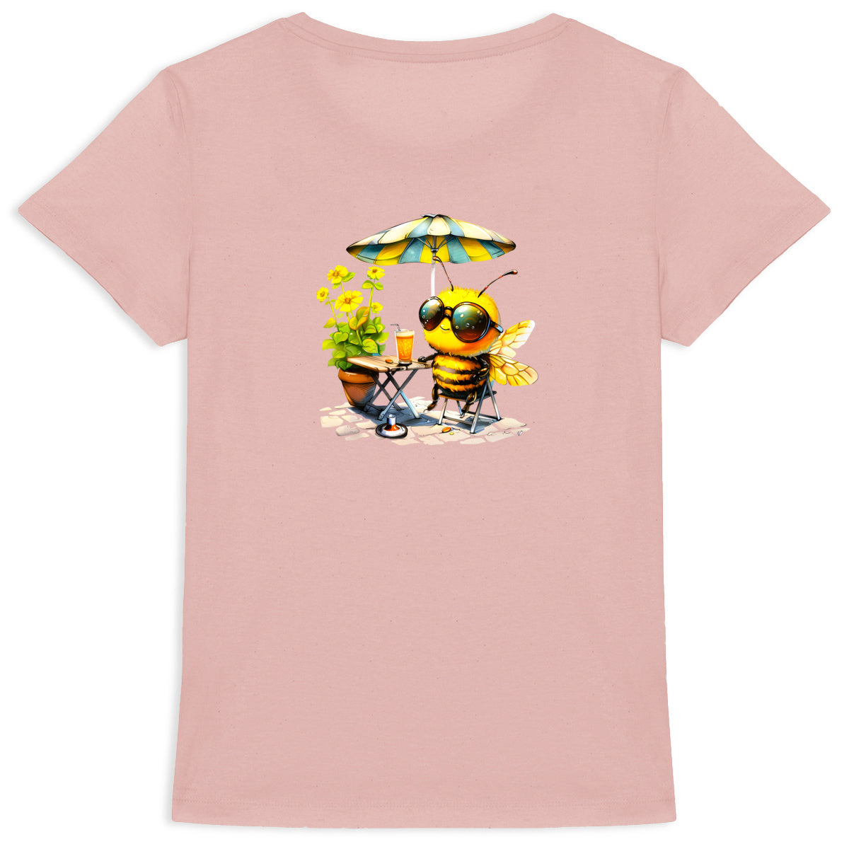 Chilling Bee at the Terrace Back T-shirt Femme à Col Rond