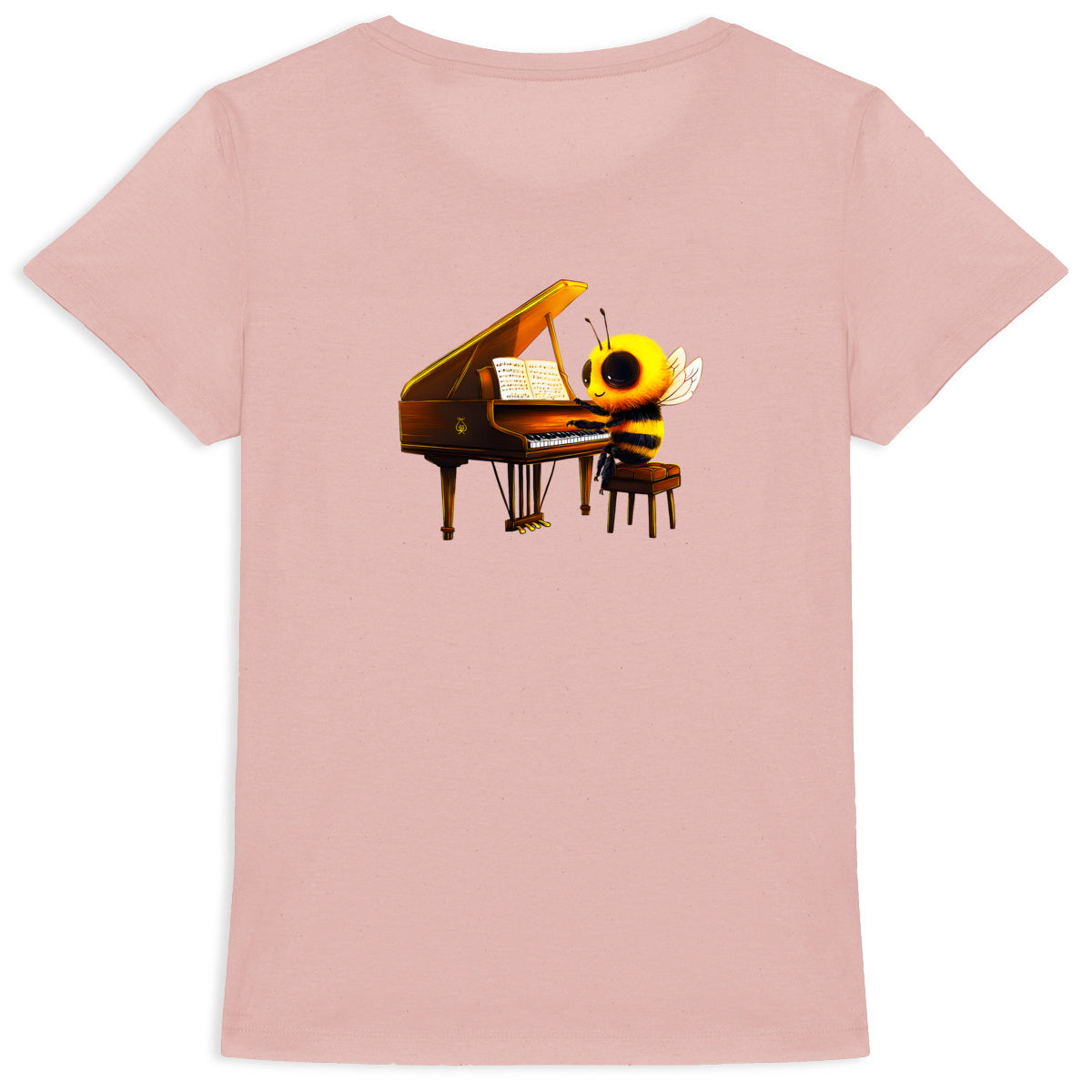 Piano Bee 1 Back T-shirt Femme à Col Rond