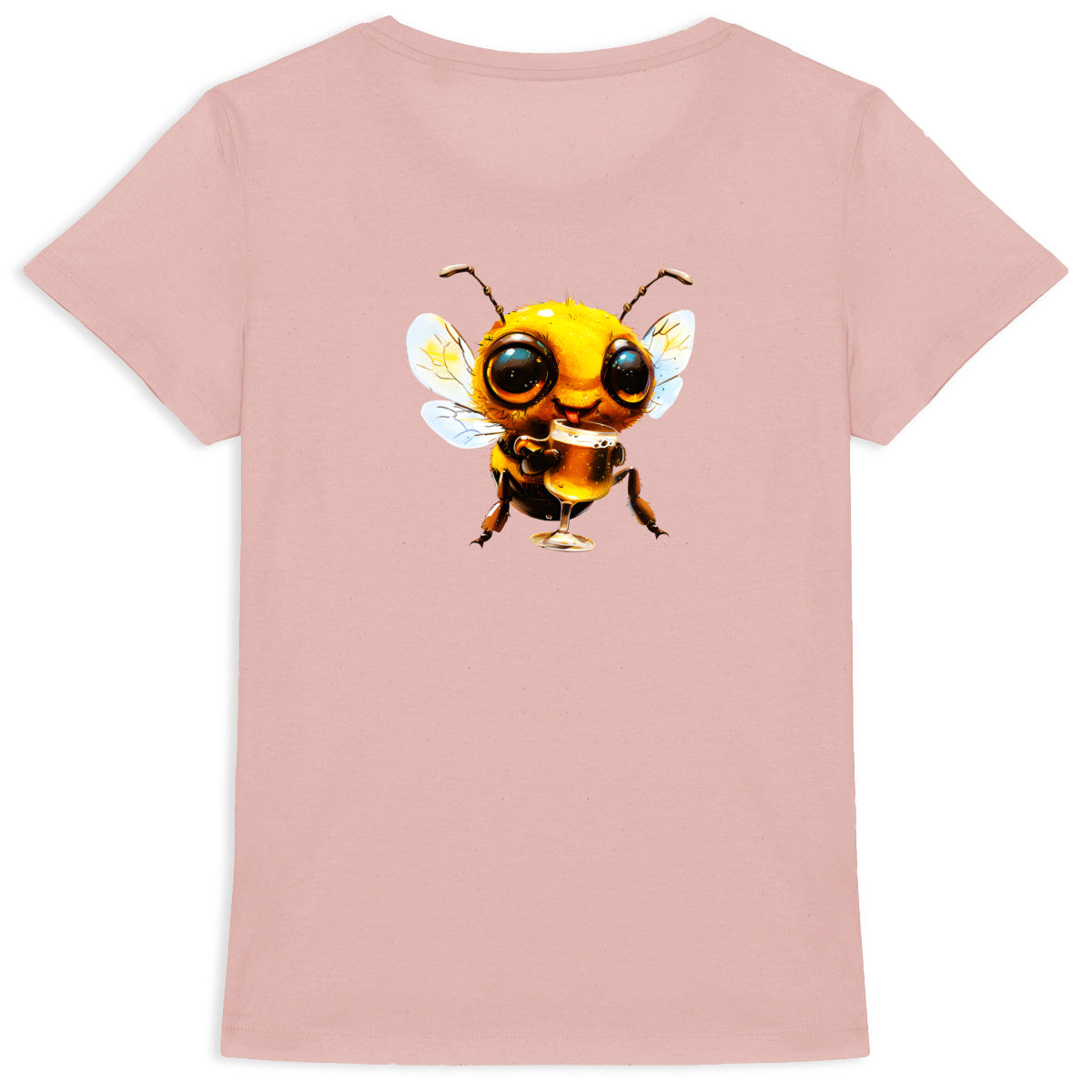 Bee Drinking Beer 1 Back T-shirt Femme à Col Rond