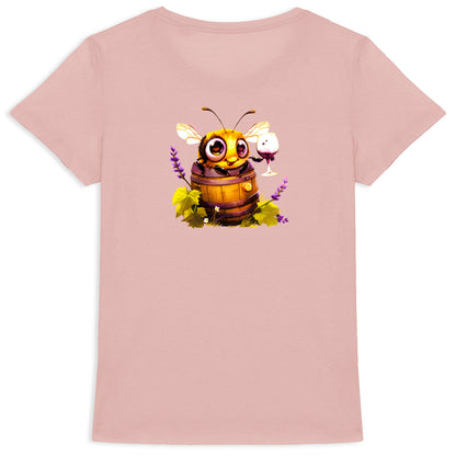 Bee Drinking Wine Back T-shirt Femme à Col Rond