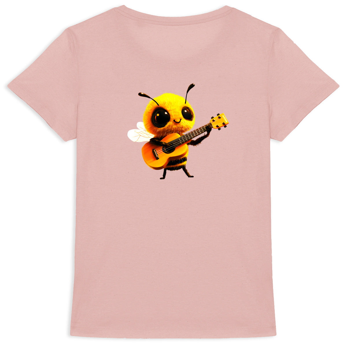 Guitar Bee 1 Back T-shirt Femme à Col Rond