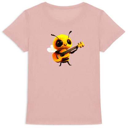 Guitar Bee 1 Back T-shirt Femme à Col Rond