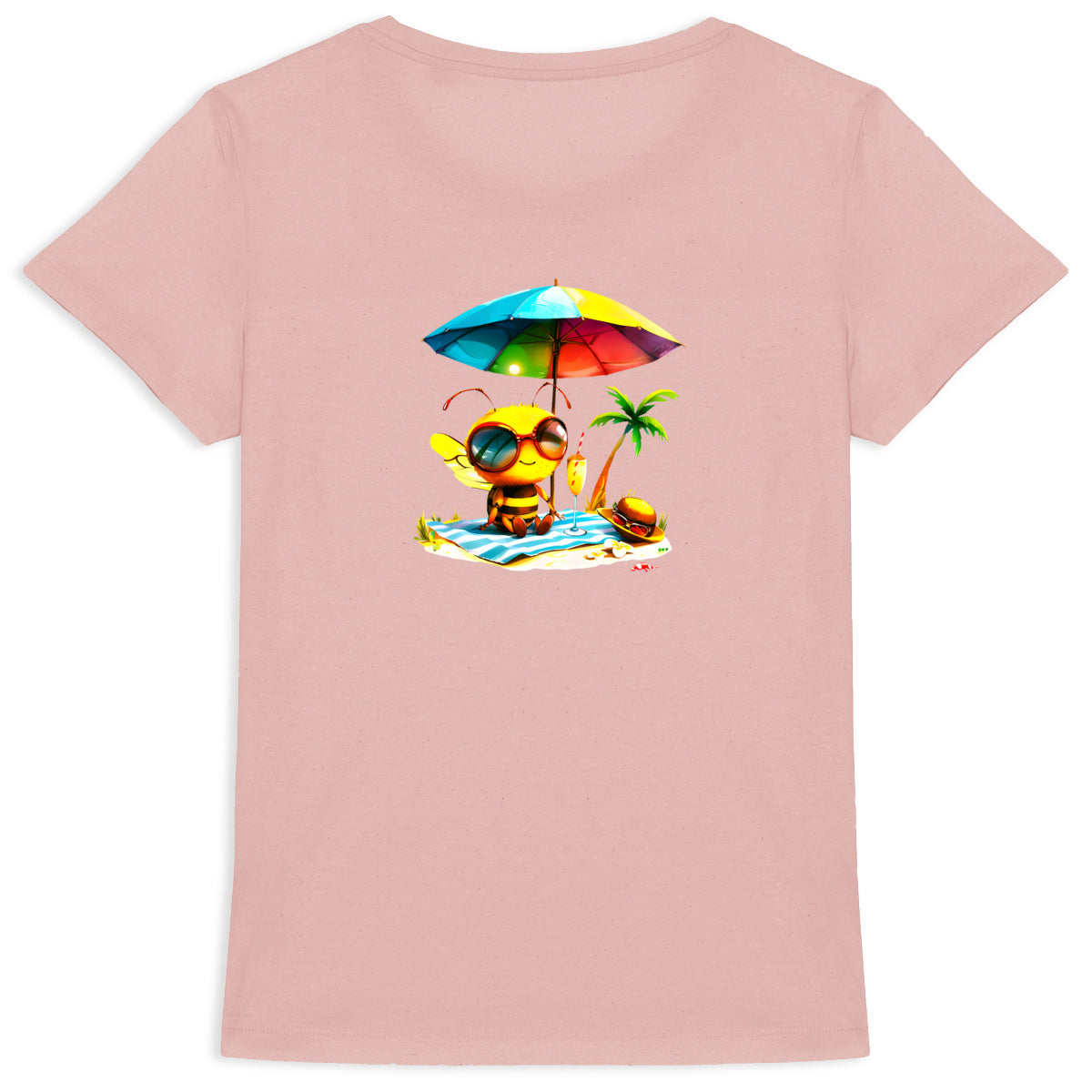 Chilling Bee at the Beach Back T-shirt Femme à Col Rond