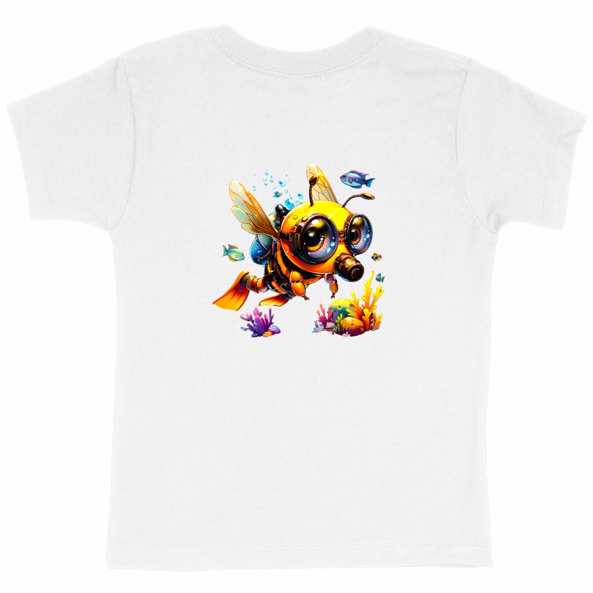 Diving Bee Back T-shirt Enfant à Col Rond