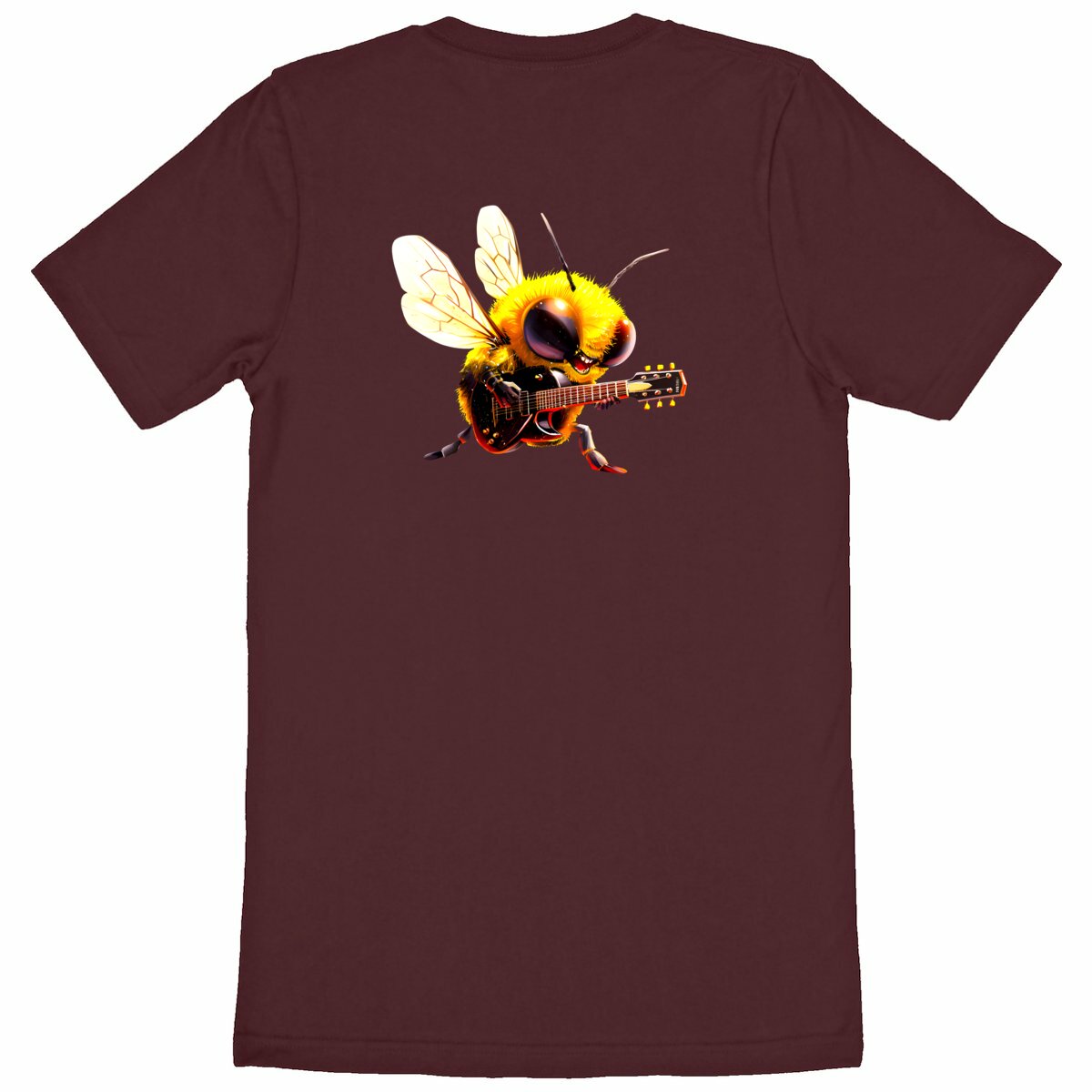 Guitar Bee 2 Back T-shirt Homme à Col Rond