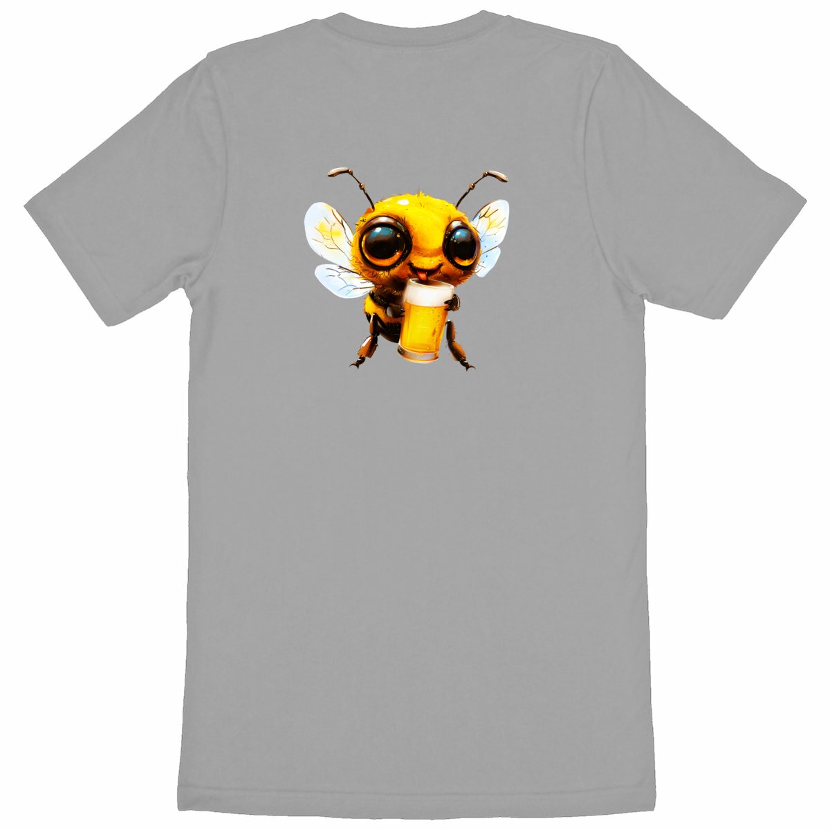 Bee Drinking Beer 1 Back T-shirt Homme à Col Rond