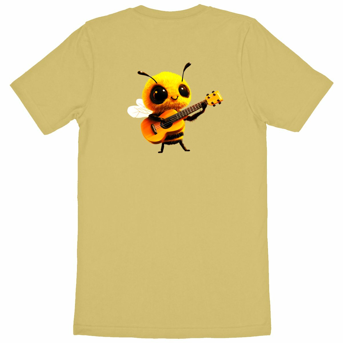 Guitar Bee 1 Back T-shirt Homme à Col Rond