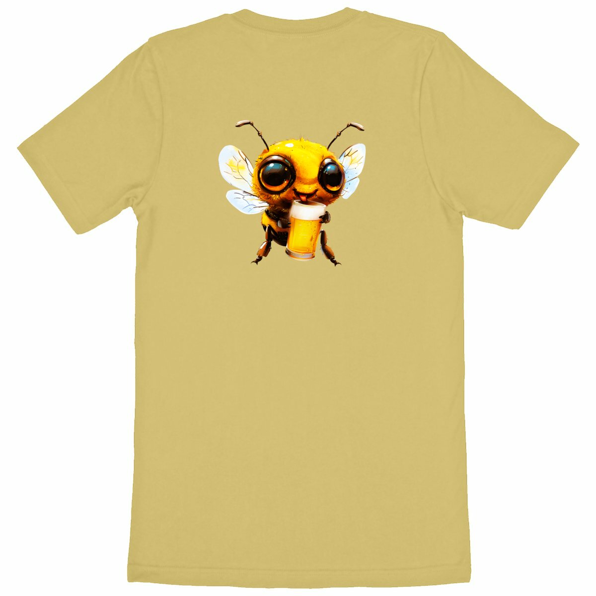 Bee Drinking Beer 1 Back T-shirt Homme à Col Rond