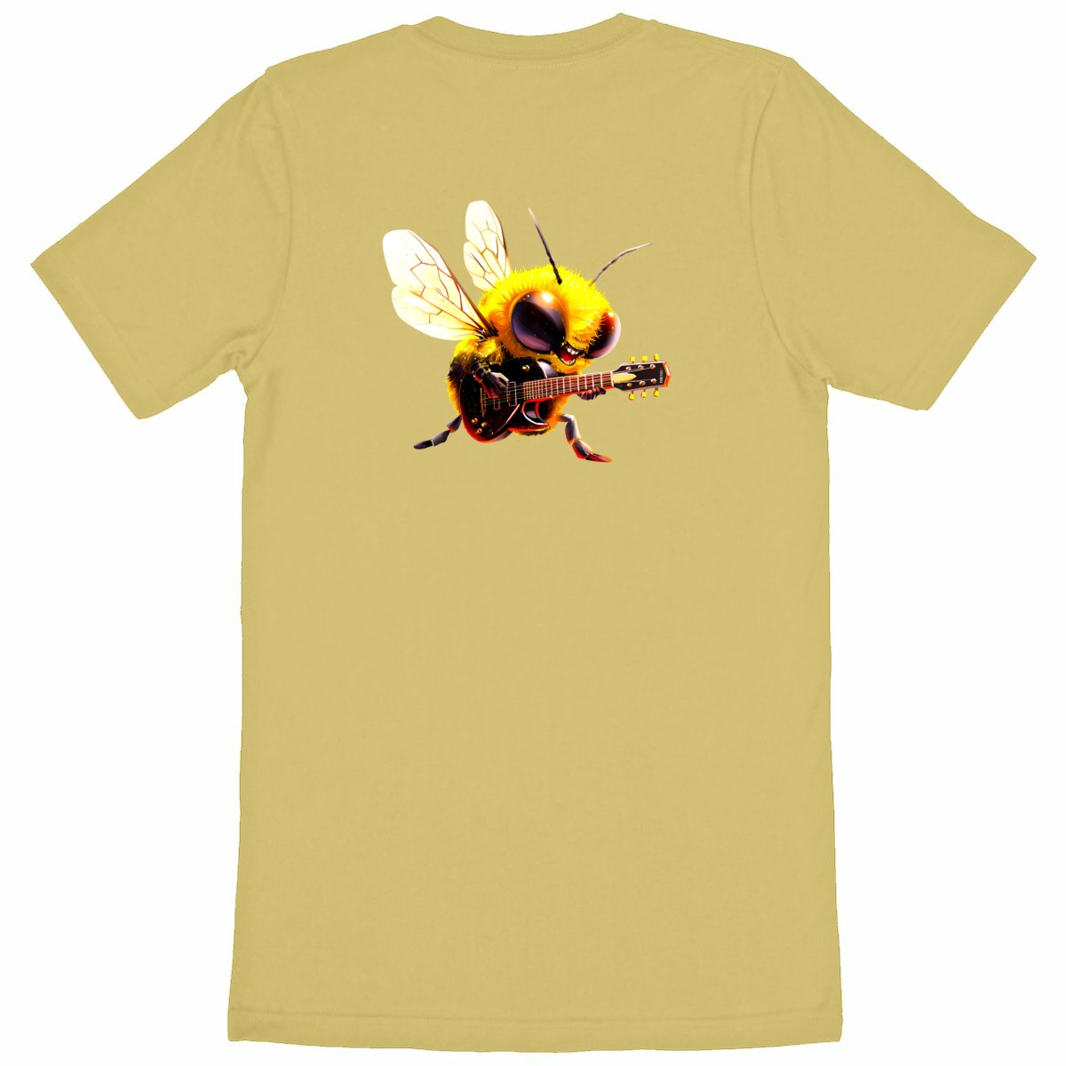 Guitar Bee 2 Back T-shirt Homme à Col Rond