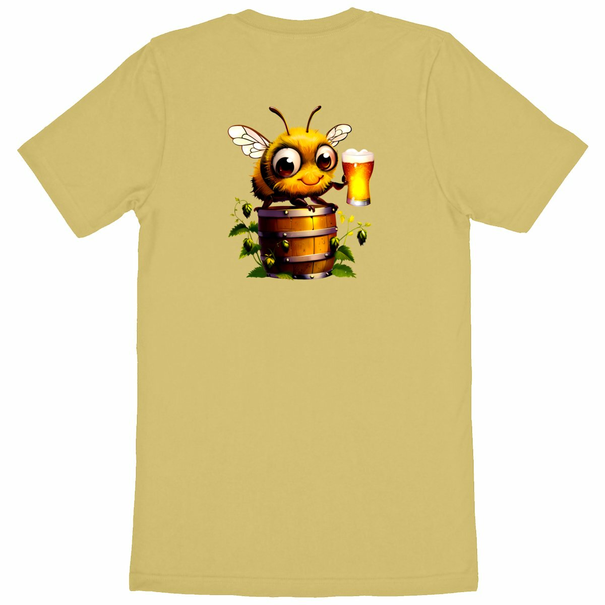 Bee Drinking Beer 2 Back T-shirt Homme à Col Rond