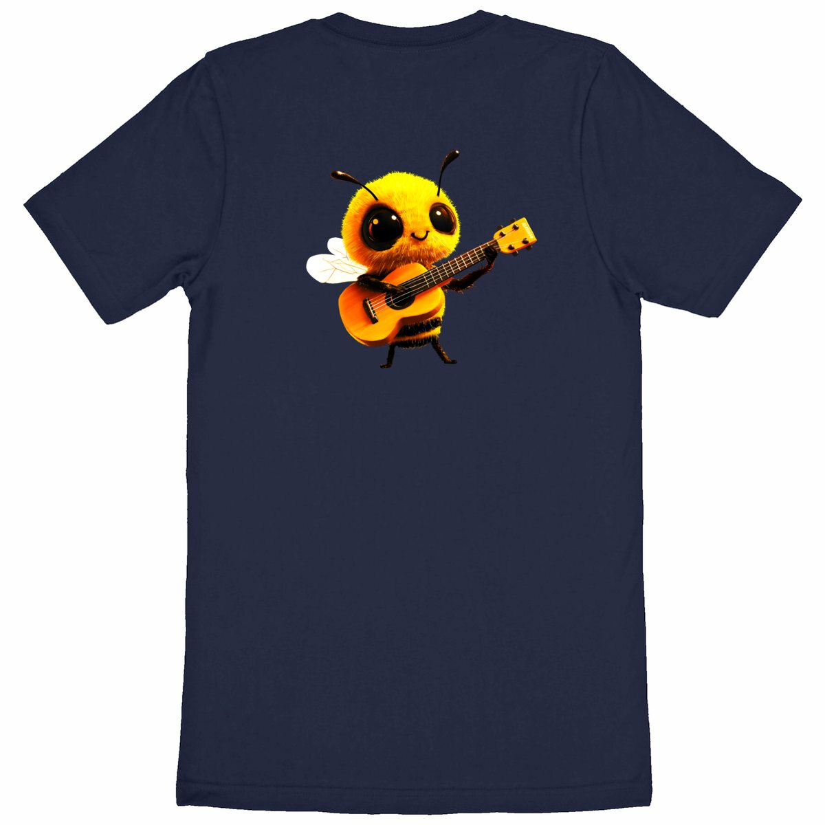 Guitar Bee 1 Back T-shirt Homme à Col Rond