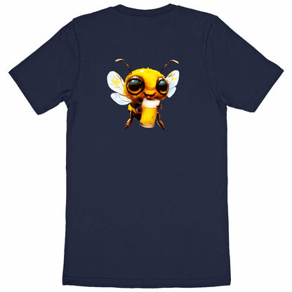 Bee Drinking Beer 1 Back T-shirt Homme à Col Rond