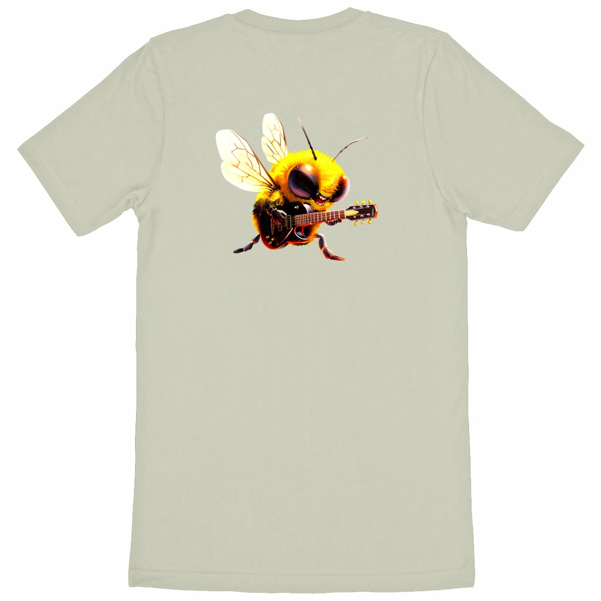 Guitar Bee 2 Back T-shirt Homme à Col Rond