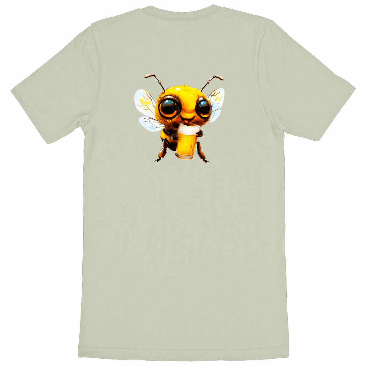 Bee Drinking Beer 1 Back T-shirt Homme à Col Rond