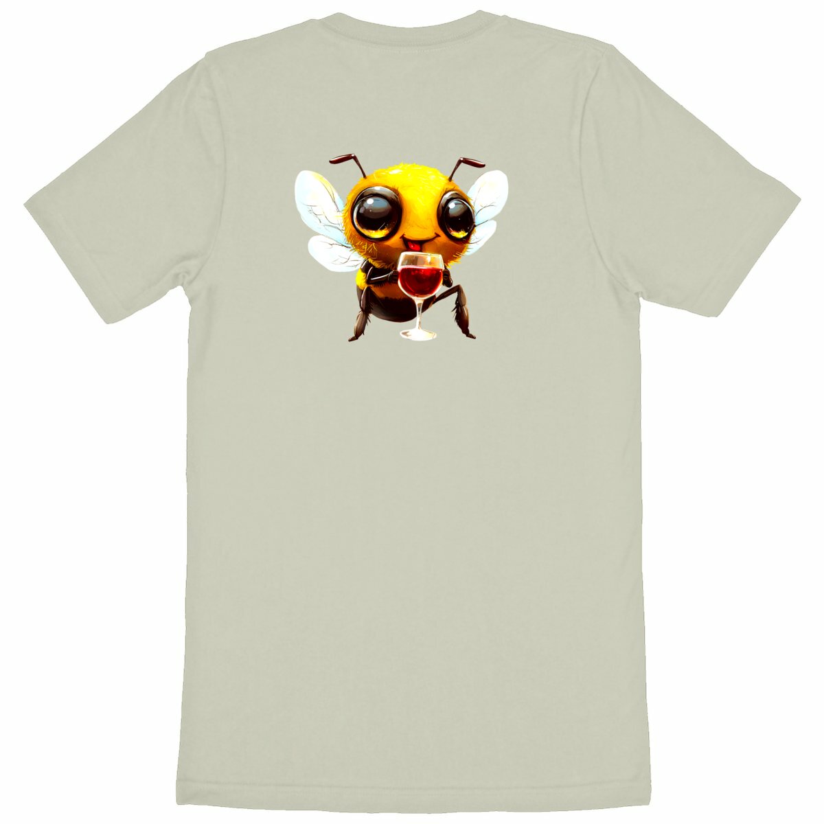 Bee Drinking Wine 1 Back T-shirt Homme à Col Rond