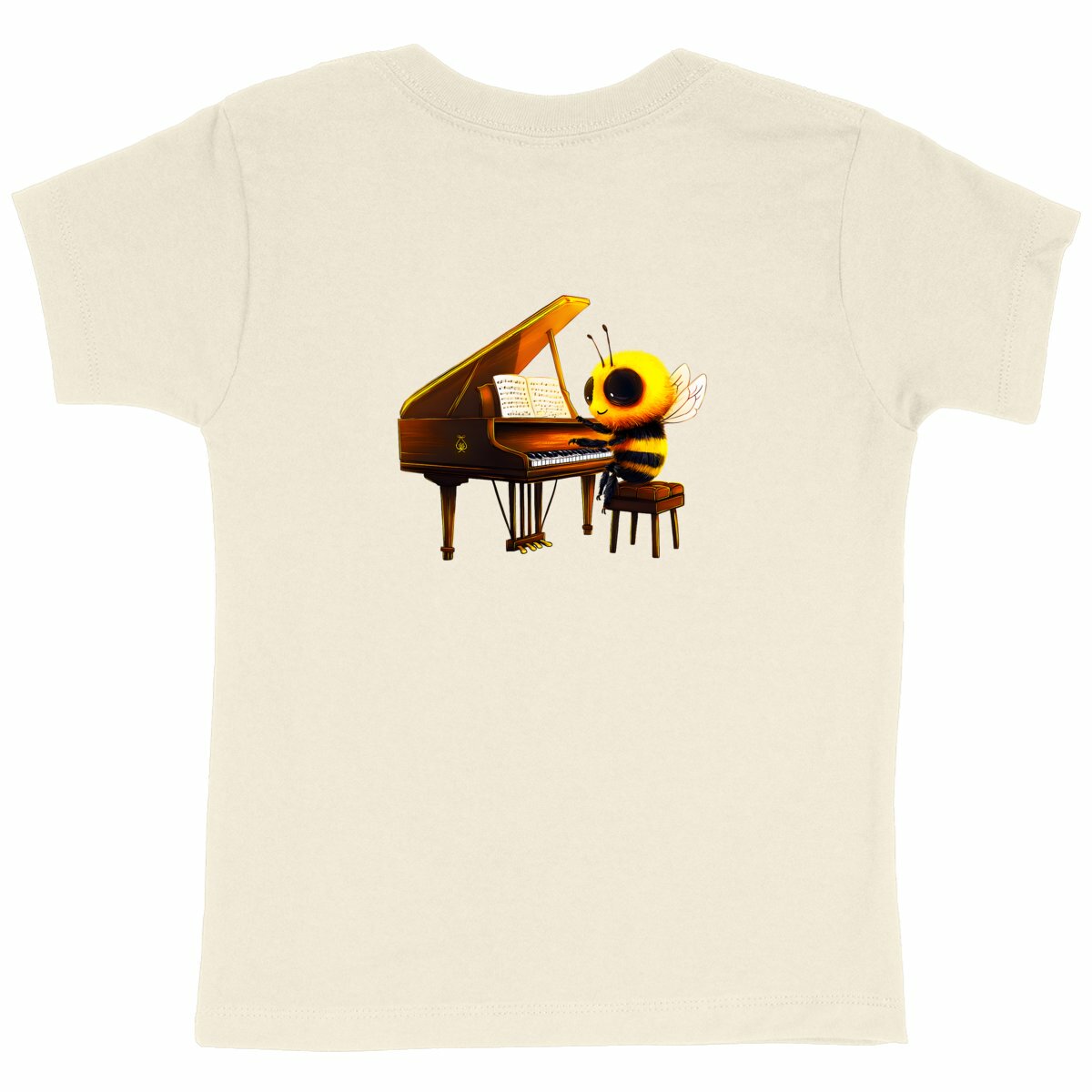 Piano Bee 1 Back T-shirt Enfant à Col Rond