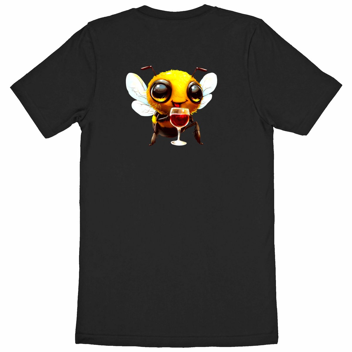 Bee Drinking Wine 1 Back T-shirt Homme à Col Rond