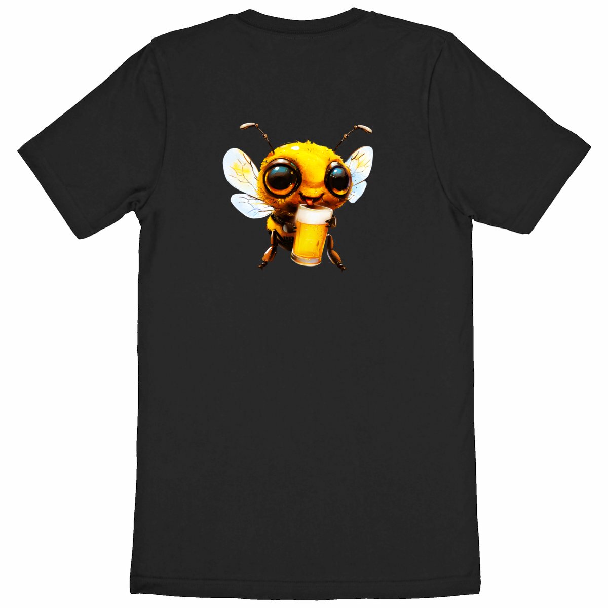 Bee Drinking Beer 1 Back T-shirt Homme à Col Rond