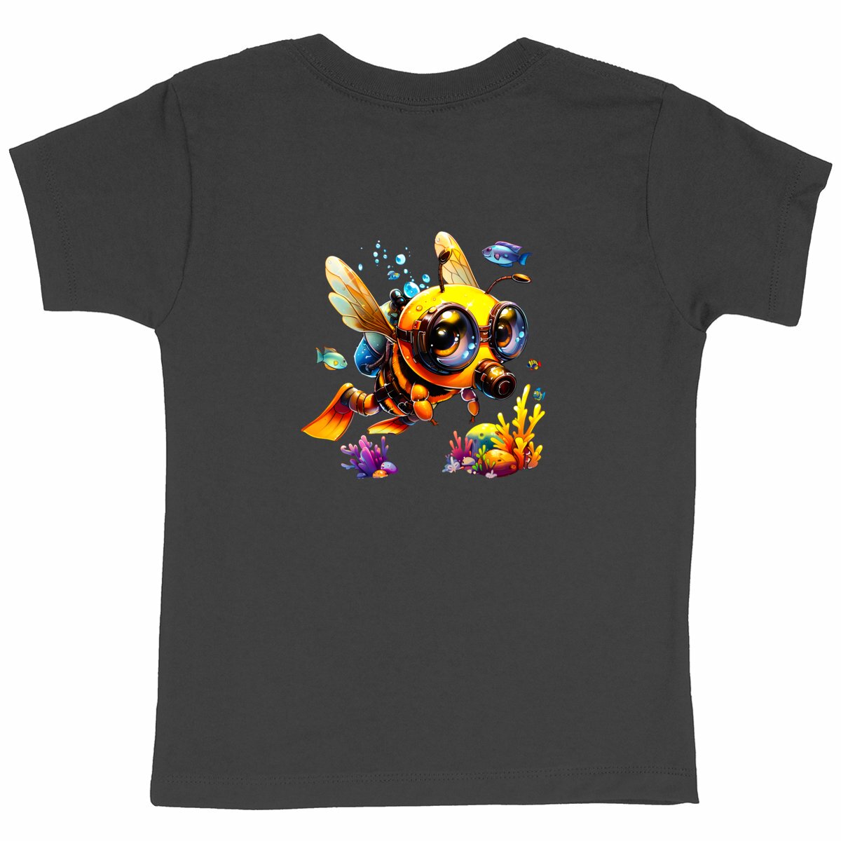 Diving Bee Back T-shirt Enfant à Col Rond