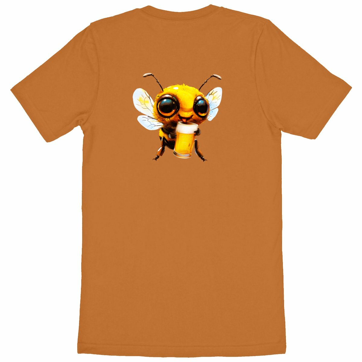 Bee Drinking Beer 1 Back T-shirt Homme à Col Rond