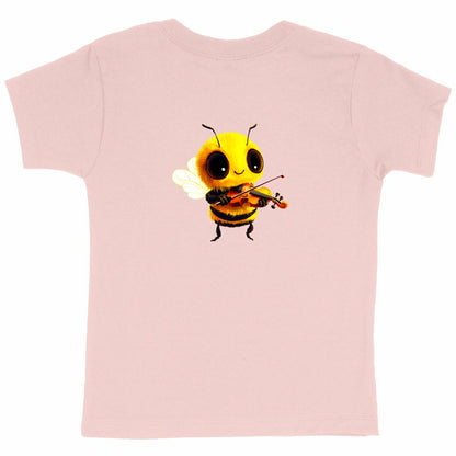 Violin Bee 1 Back T-shirt Enfant à Col Rond