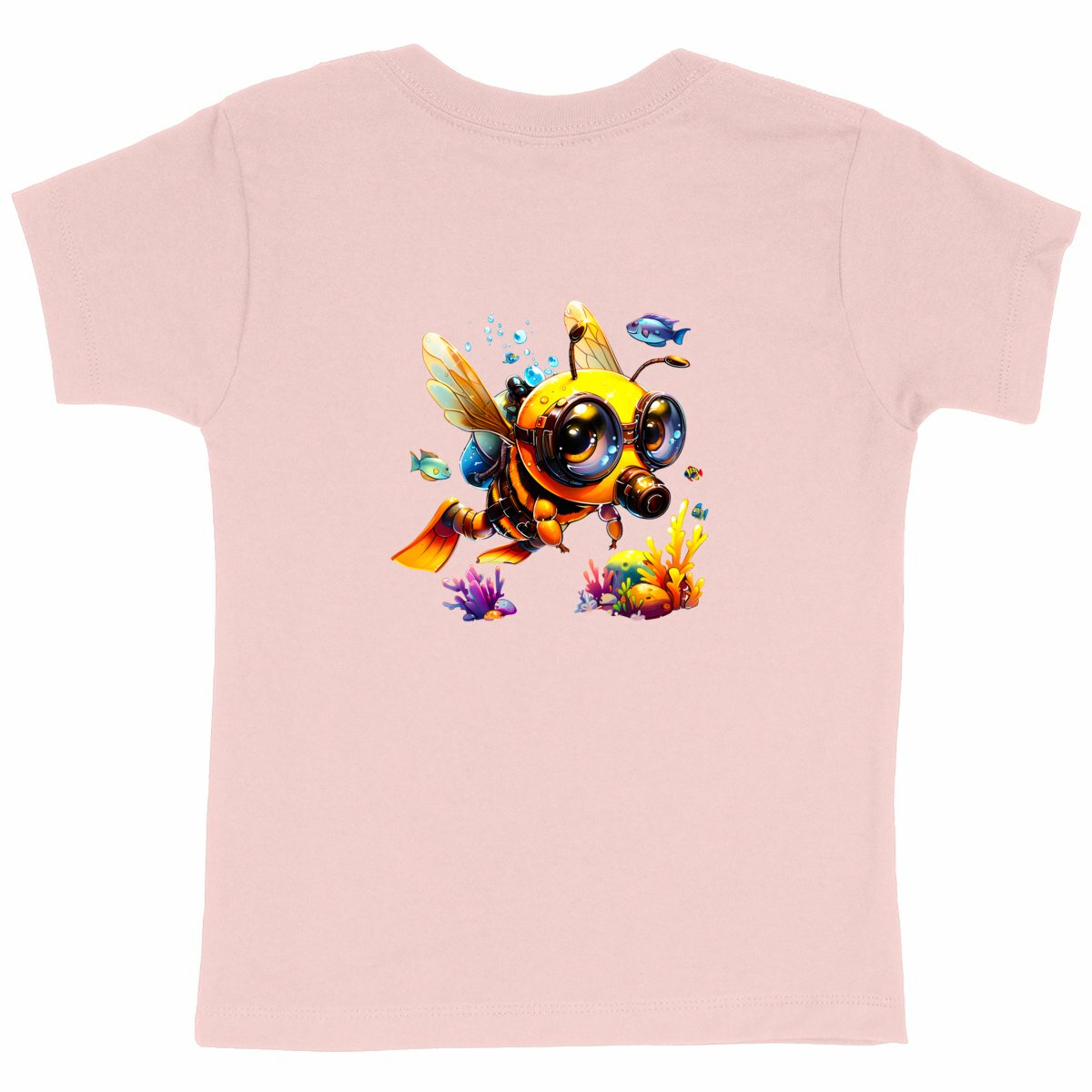 Diving Bee Back T-shirt Enfant à Col Rond