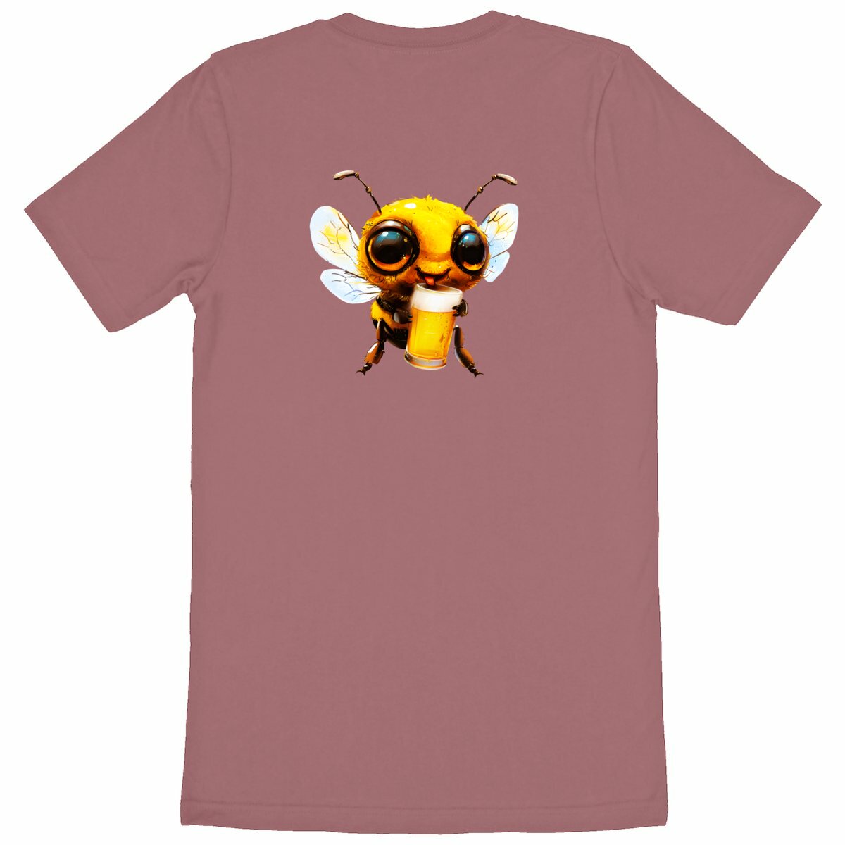 Bee Drinking Beer 1 Back T-shirt Homme à Col Rond